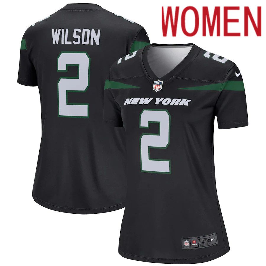 Women New York Jets 2 Zach Wilson Nike Black Legend NFL Jersey